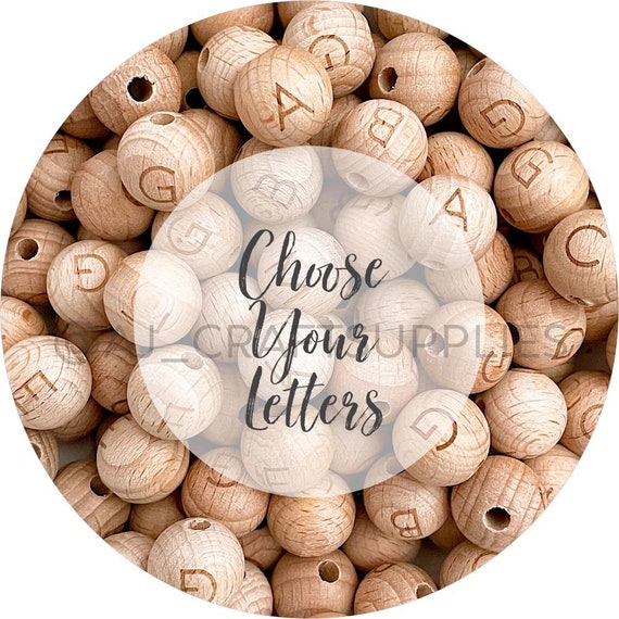 Premium 15mm Beech Wooden Round Letter Beads CHOOSE Your LETTERS , Engraved  Alphabets , Wood Bead Supplies Australia , Timber Letters 