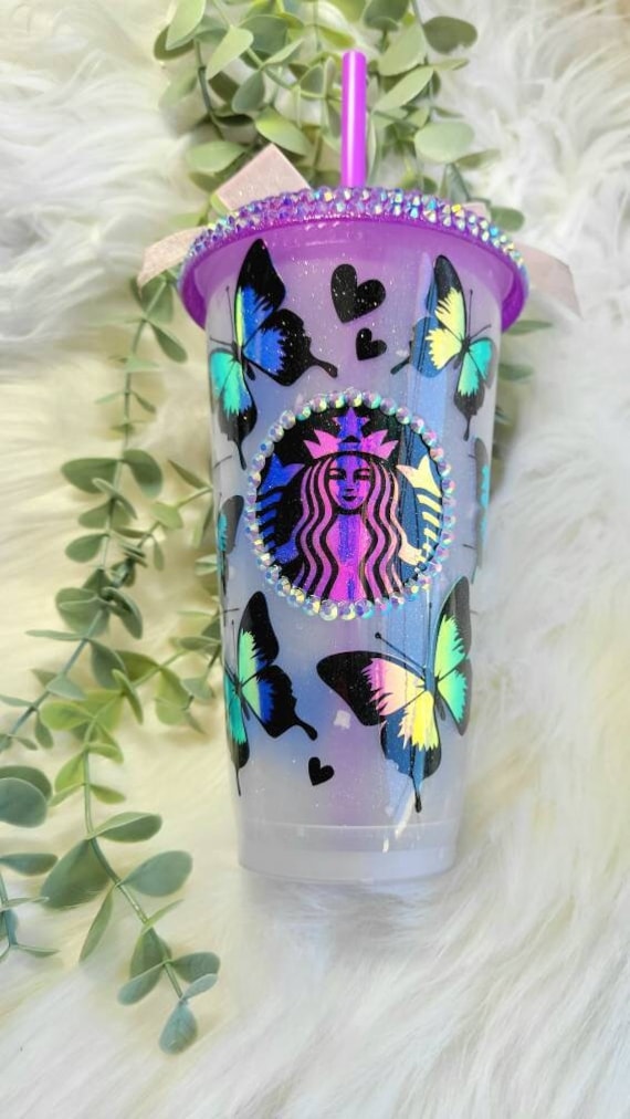 Butterfly Starbucks Cup Personalized Starbucks Cold Cup Birthday Gift  Reusable Cup Iced Coffee Cup Starbucks Tumbler 