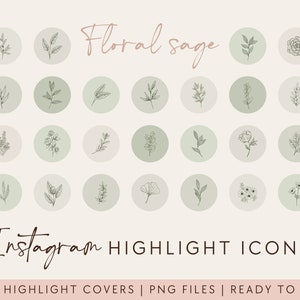 100 Instagram Highlight Covers / Instagram Highlight Icons / Instagram Story Highlight Covers / Instagram Story Highlights Sage Green Floral