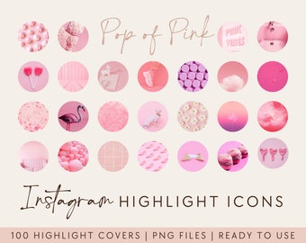 100 Instagram Highlight Covers | Instagram Highlight Icons | Pink Instagram Story Highlight Covers | Instagram Story Highlights Pink Bright