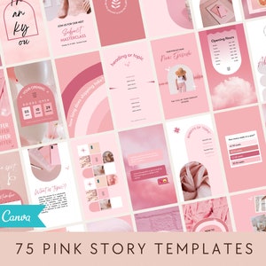 75 Pink Instagram Story Templates, Stories Canva Templates, IG Story Templates, Engagement Booster Templates, Pink Story Posts
