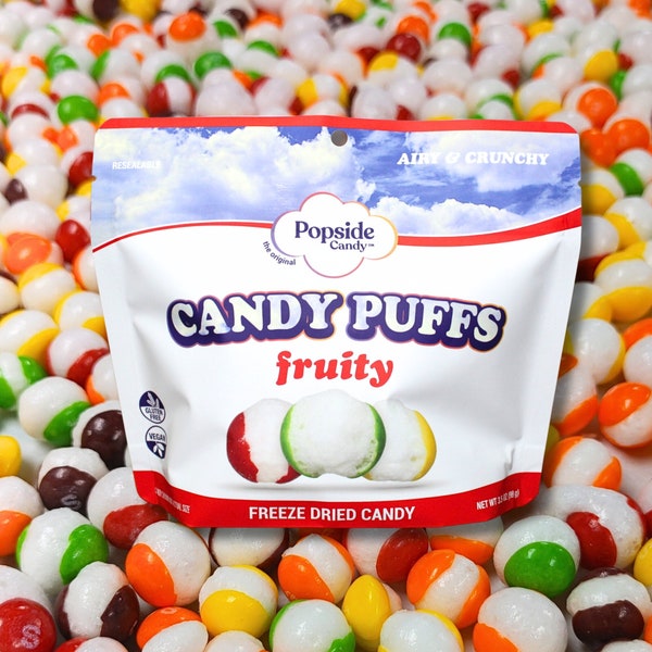 Freeze Dried Fruity Candy Puffs - Freeze Dried Candy - 3.5 oz Bag - Viral TikTok Candy - Unique Treats - Gluten Free, Vegan | Popside Candy