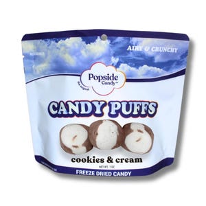 Freeze Dried Cookies and Cream Taffy Puffs - Premium Freeze Dried Candy, Unique Gifts, Crunchy Sweet Snacks