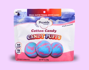 Freeze Dried Cotton Candy Taffy Puffs | Small Batch Candy