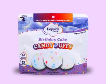 Freeze Dried Birthday Cake Taffy Puffs | Small Batch Candy