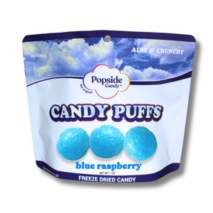 Freeze Dried Blue Raspberry Puffs - Premium Freeze Dried Candy, Unique Gift, Crunchy Sweet Snack, Blue Razz Candy