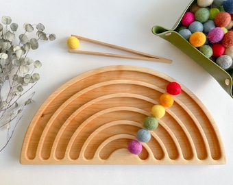 Wooden Rainbow Sensory Play Activity Board | Homeschool | Montessori | Waldorf | Open-ended play | Fine Motor Skills | Toddler Gift |