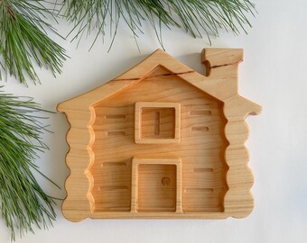 Log Cabin Wooden Sensory Tray | Preschool | Homeschool | Playroom | Sensory Activity | Handmade | Gift | Montessori Inspired | Eco-friendly