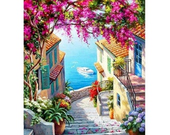 Paint by Number - Premium Painting Kit - Paint by Numbers - Creative Wall Art Handmade Gift Home Decor DIY - Lake Como Italy