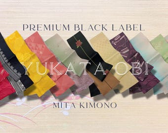 Yukata Obi premium / Etiqueta negra / Cinturón de kimono japonés