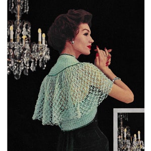1950s Crocheted Cape Pattern • 50s Vintage Ladies Crochet Cape • 3 Ply Yarn • Women&#39;s • PDF Digital Download