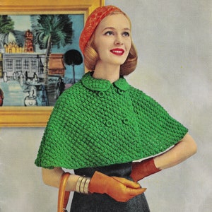 Puff Stitch Cape Strickmuster • 1950er Jahre Vintage Damen Strick Cape • 4-fädig • Damen Cape • PDF Download