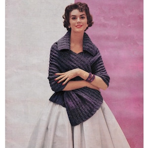 Adagio • Modello lavorato a maglia con stola anni &#39;50 • Stola vintage da donna in maglia con colletto anni &#39;50 • DOWNLOAD PDF
