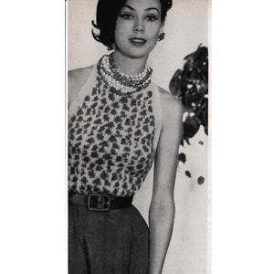 1950s Leopard Top Knitting Pattern • 50s Vintage Women&#39;s Mohair Top • Size 12-16, Bust 32-36 • PDF Digital Download