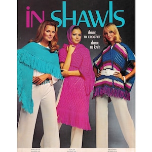 Women&#39;s Shawls Knit & Crochet Pattern • FULL BOOKLET • 1970s Vintage • Knitting • Crocheting • PDF Download