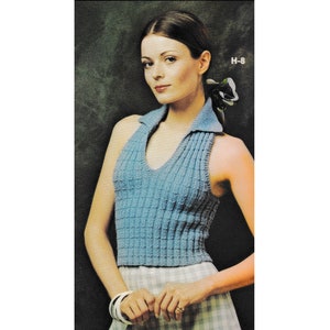 1970s Knit Halter Top Pattern • 70s Vintage Women's Knitting • Ladies Size Small-Medium, Bust 30 1/2 - 34 • PDF