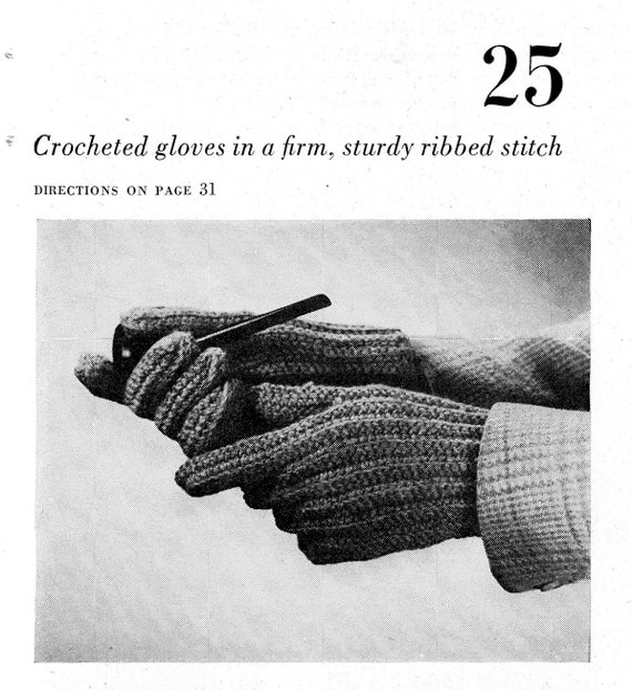 1940s Crochet Glove Pattern • Vintage 40s Men's Crocheted Gloves • Size Medium • Crocheting • PDF DOWNLOAD