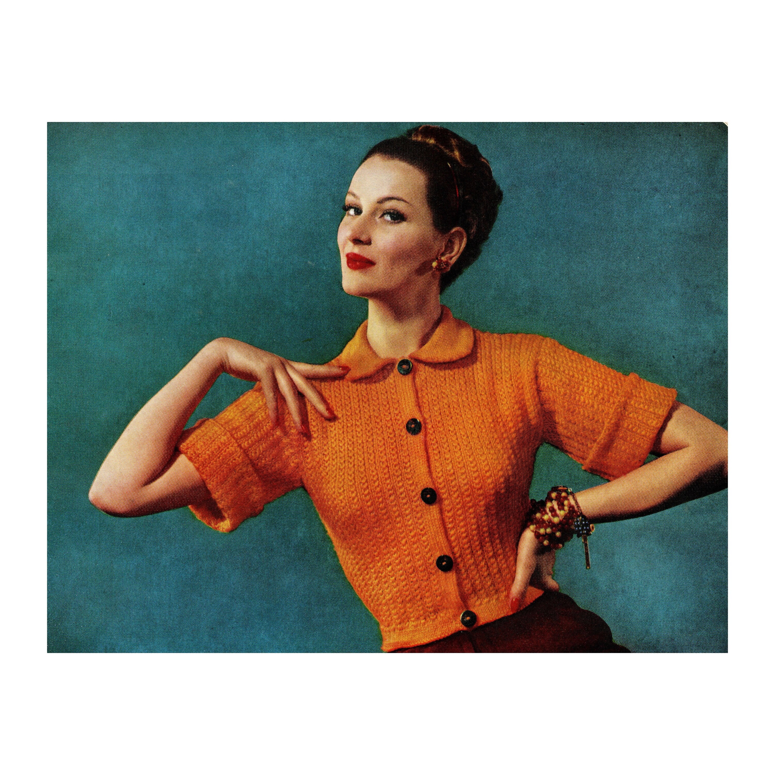 1950s Cropped Sweater Knitting Pattern PDF • 50s Vintage
