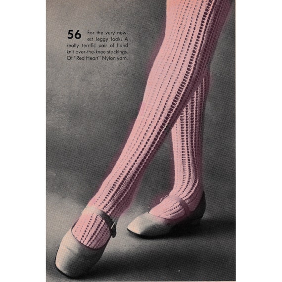 Over The Knee Knit Socks Pattern • Vintage 1960s Women's Stockings • Knitting Pattern • PDF Download
