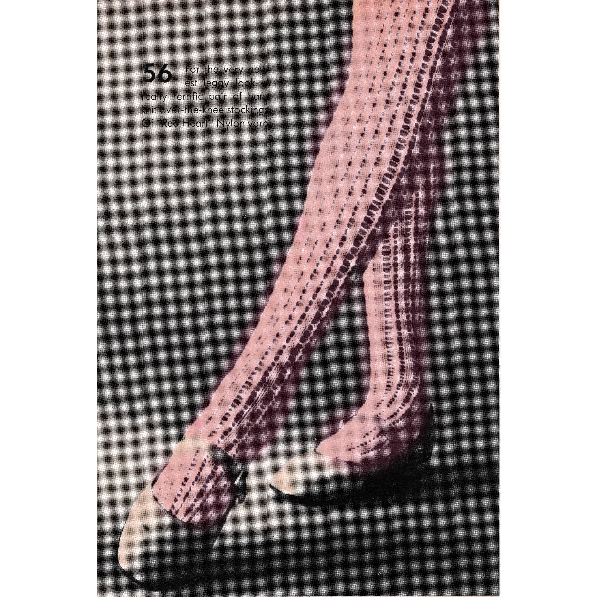 1920s vintage over the knee stockings, primitive knit socks in