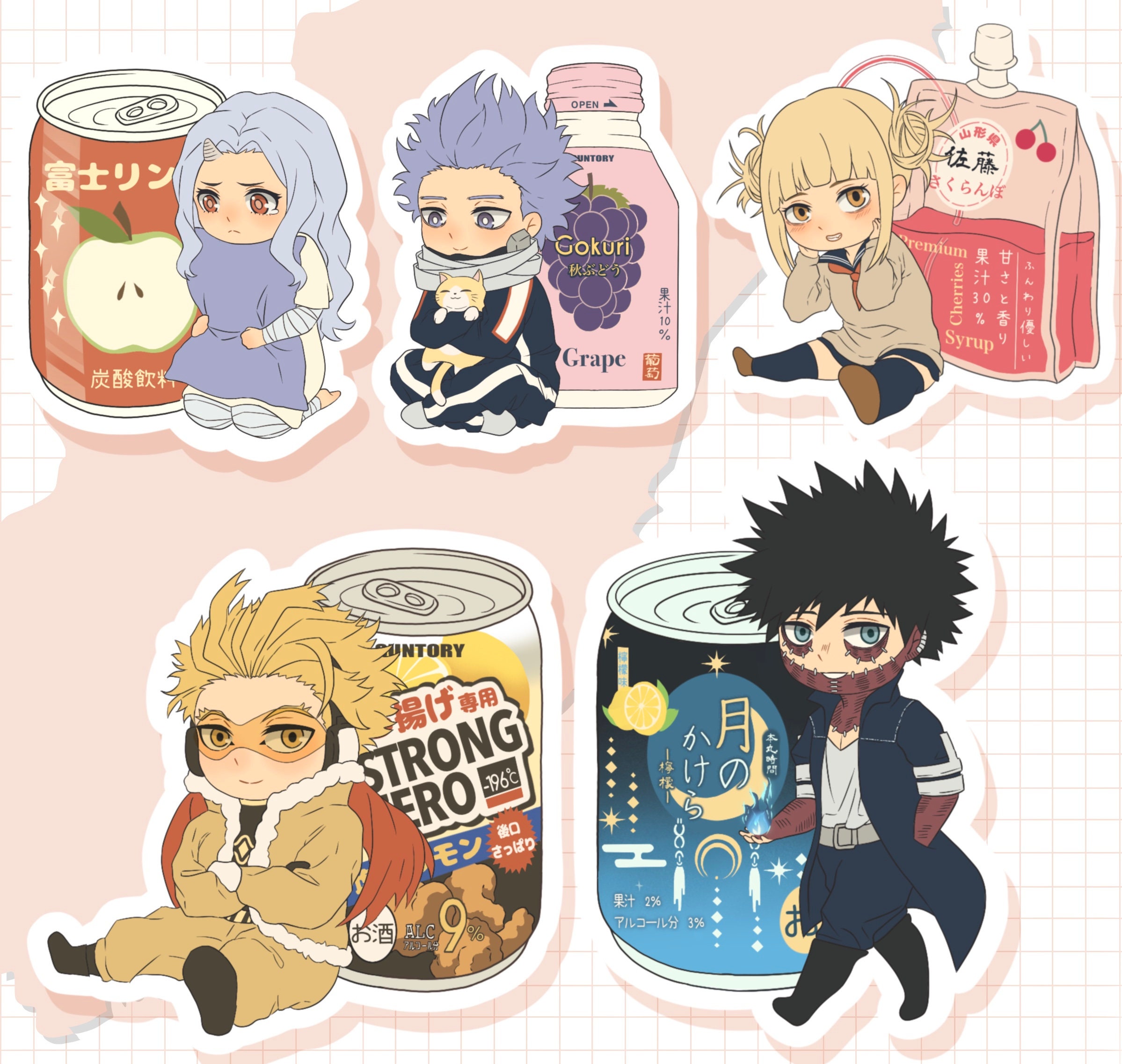 Heroes Villains Japanese Drinks Stickers set or Single Cute Anime Laptop  Journal - Etsy New Zealand