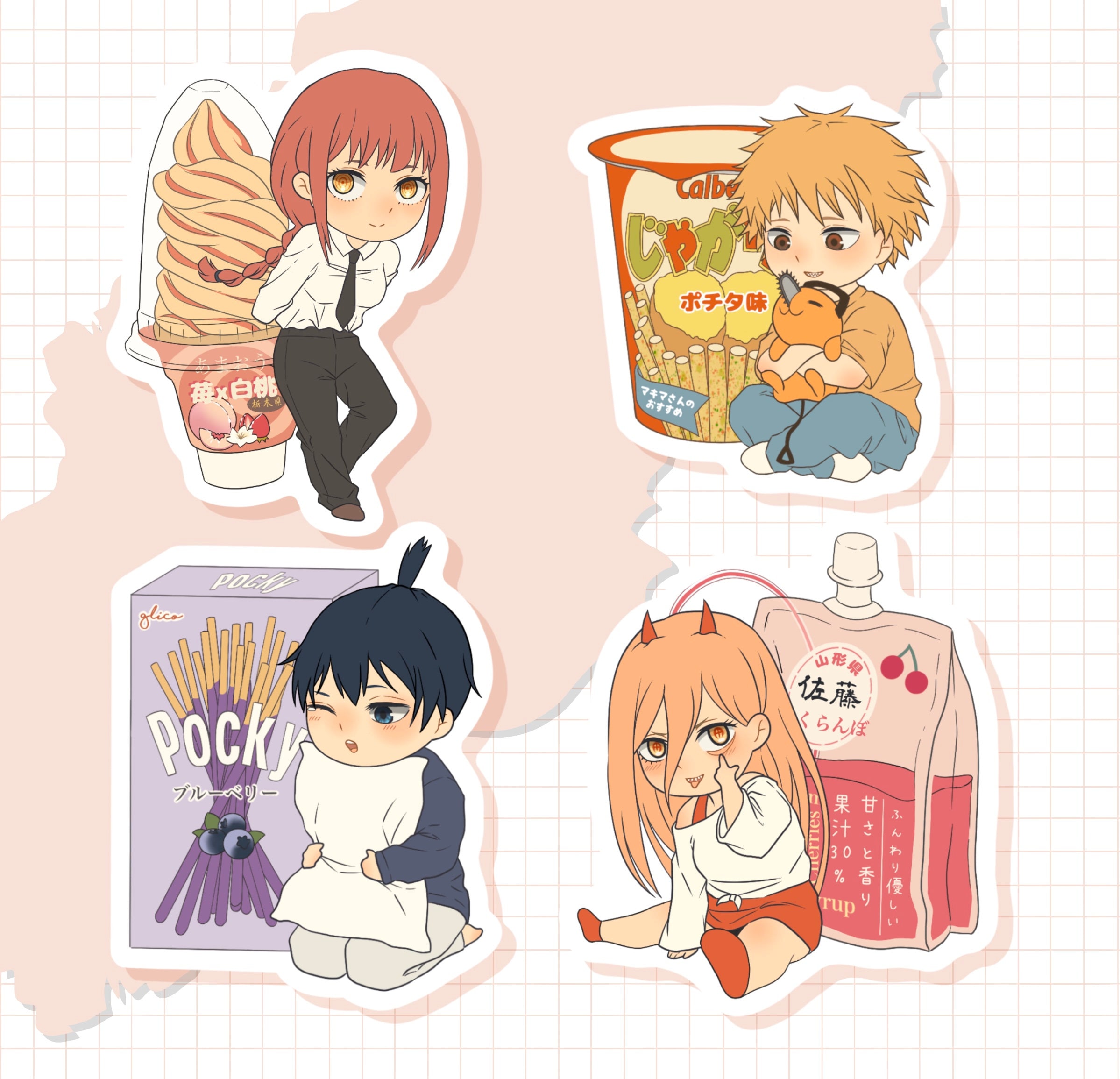 Anime Chainsaw Man Series Doodle Waterproof Stickers Diy Creative