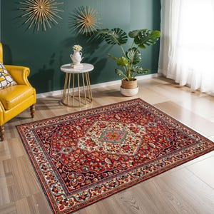 Elegant Dark Red Persian Rug for Stylish Living Spaces - Vintage Turkish Runner - Room Accent - Housewarming Gift