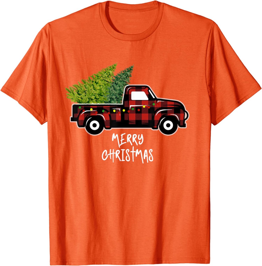 Red Truck With Christmas Tree Vintage Merry Christmas Unisex Etsy