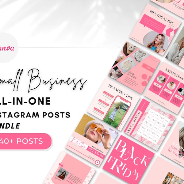 PLR 340 + Instagram Post Templates Bundle | Instagram Post Templates | Canva Templates | Instagram Marketing Templates | Blush Pink