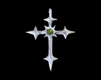 Gothic Green Cross Necklace