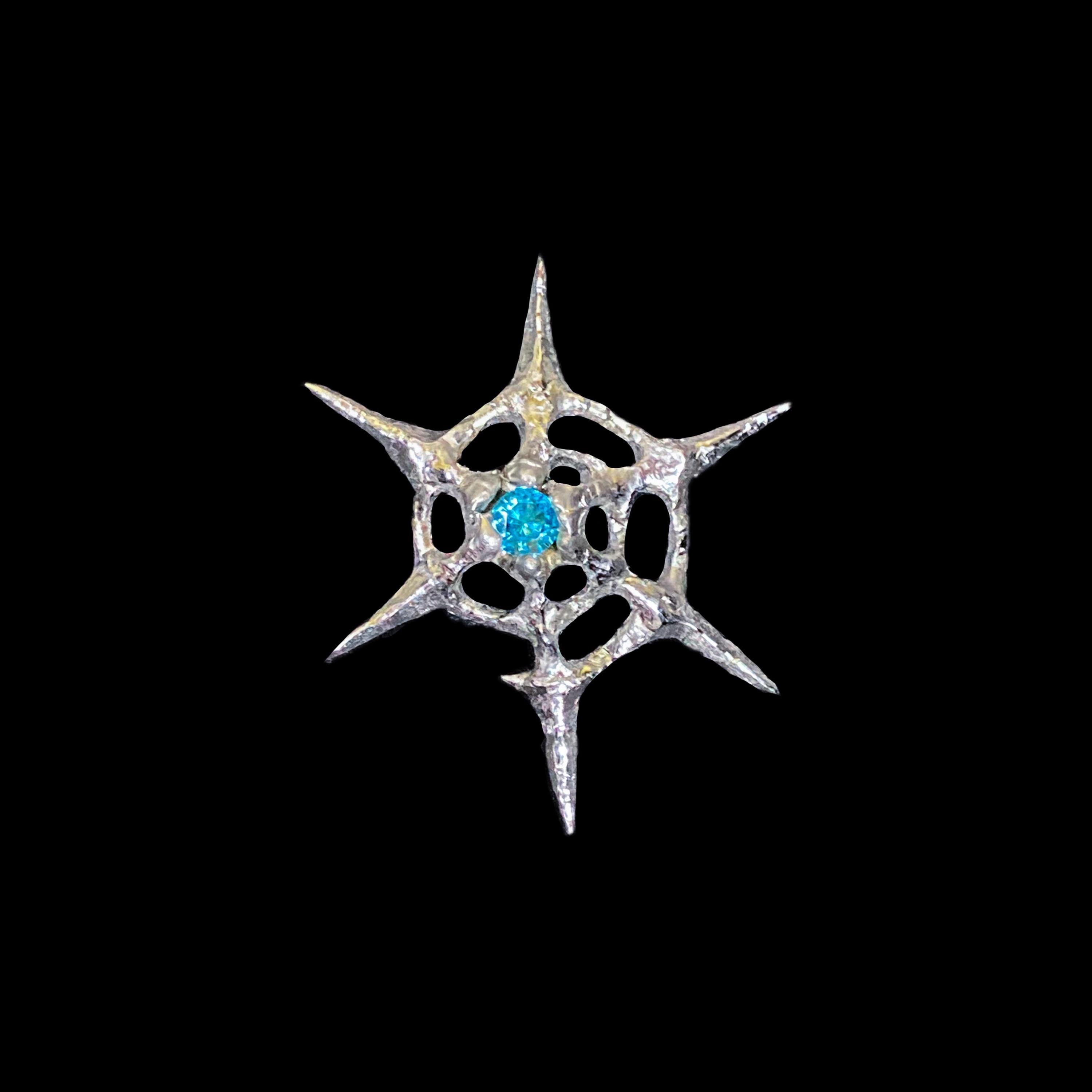 Handmade Silver Spiral Necklace with Blue Stone