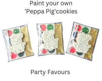 Individual Paint your own cookie - Peppa Inspired Kids Treats. Fun activity biscuits. Birthday party favours. Party bag filler. Pig