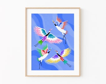 Japanese birds Wall Art / Nature Wall Art Animal Poster Travel print