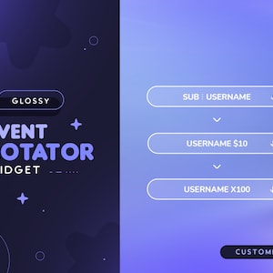 Glossy Event Rotator Widget | Minimalny konfigurowalny rotator listy zdarzeń dla streamerów Twitch | Streamelements OBS