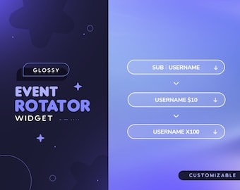 Glossy Event Rotator Widget  | Minimal Customizable Event List Rotator for Twitch Streamers | Streamelements OBS