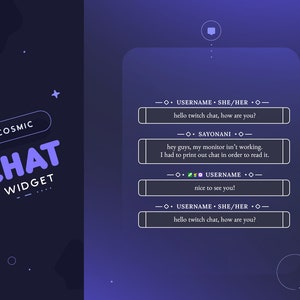 Cosmic Minimal Twitch Chat Widget  | Simple Elegant Custom Chatbox for Streamers | Pronouns and Badges | Matches Cosmic Twitch Pack