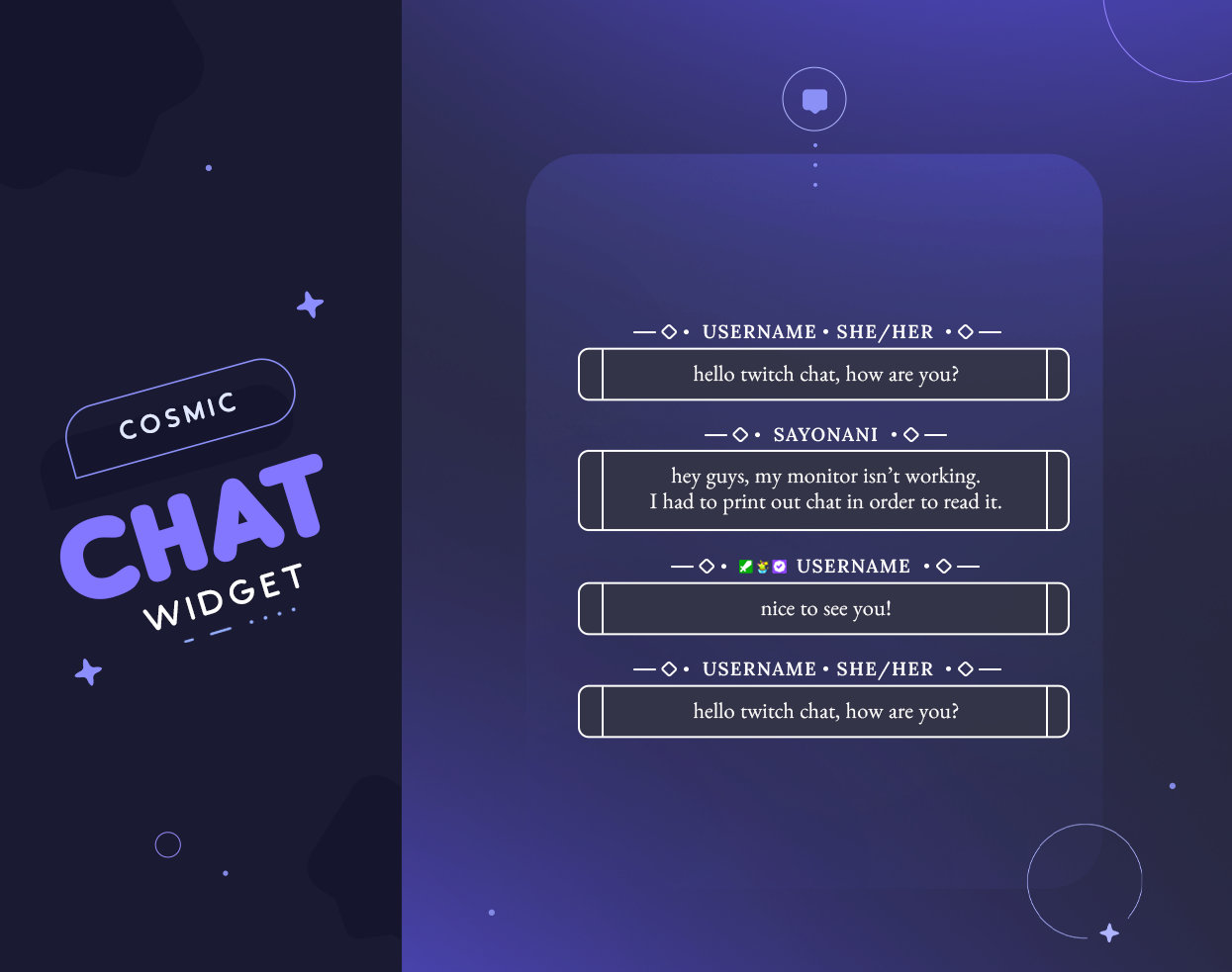Cosmic Minimal Twitch Chat Widget Simple Elegant Custom Etsy UK