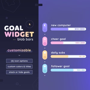 Blob Goal Widget | Stackable Goal Bars for Twitch Streamers | Fully Customizable | Streamelements OBS
