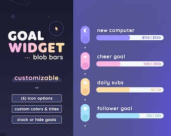 Blob Goal Widget | Stackable Goal Bars for Twitch Streamers | Fully Customizable | Streamelements OBS
