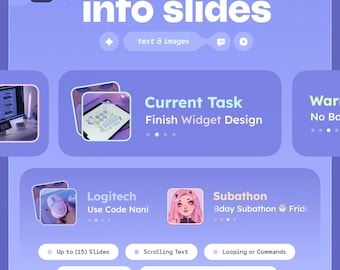 Info Slides & Announcement Widget  ⟢  (15) Info Rotating Slides  • Loop or Command • Customizable | Twitch Youtube Streamelements OBS
