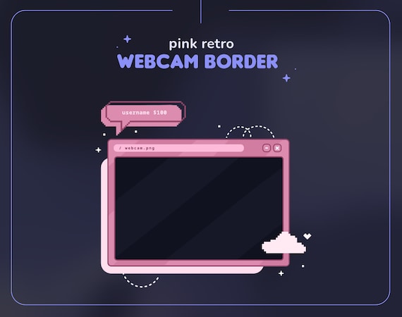 Pink Retro Twitch Webcam Border || Aesthetic Browser Window