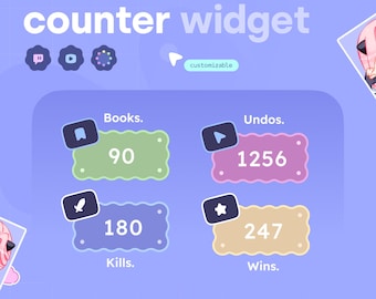 Wavy Counter Widget  ⟢  Rotating Counters & Categories  •  Channel Rewards  •   Over (80) Icons ⋮ Twitch Youtube Streamelements OBS