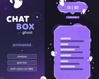 Ghost Animated Chatbox & Goal Bar  | Cute Halloween Chat box For Streamers | Just Chatting | Twitch Youtube| Vtuber Assets |  OBS