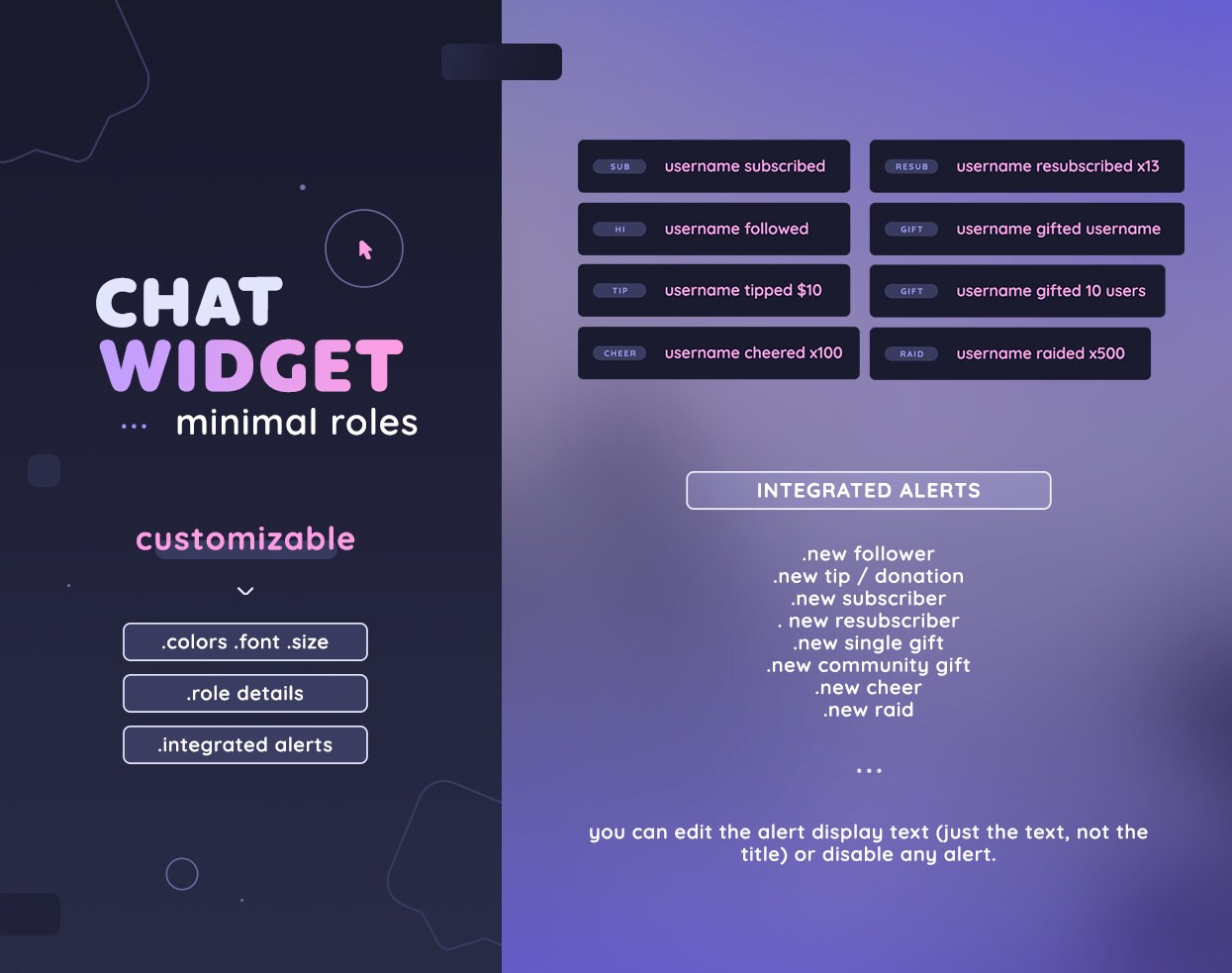 Minimal Chat Widget With Alerts — Simple Role Badges Customizable ...