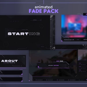 Fade Animated Twitch Pack | Valorant Inspired Purple Streamer Package | Overlays, Scenes, Transition, Panels, Alerts, Webcam Border