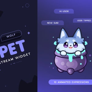 Wolf Stream Pet | Halloween Animated Wolf Mascot Widget for Streamers | Reacts to Events & Custom Commands | 10 Expressions