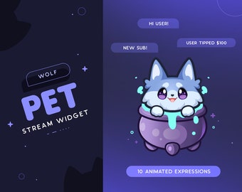 Wolf Stream Pet | Halloween Animated Wolf Mascot Widget for Streamers | Reacts to Events & Custom Commands | 10 Expressions