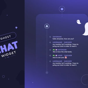 Widget de chat Ghost Minimal Twitch | Chatbox personnalisable Halloween mignon fantôme fantasmagorique pour les streamers | Pronoms et sous-badges