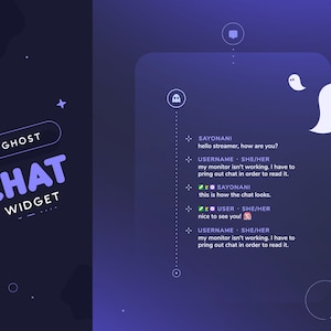 Widget de chat Ghost Minimal Twitch | Chatbox personnalisable Halloween mignon fantôme fantasmagorique pour les streamers | Pronoms et sous-badges