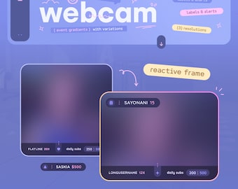 Reactive Webcam Widget — Reacts To Events With Animated Gradients & Variations • 3 Sizes and Alerts // Twitch Streamers | Streamelements OBS